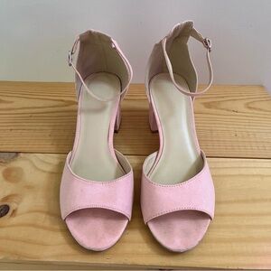 Wild Diva Women's Pink Block Heeled Sandals